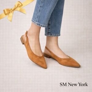 Tan Slingback Flats - Size 8.5 Low Heel